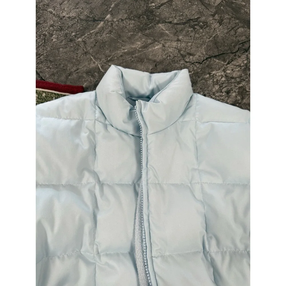 VTG Gap Womens Down Fill Puffer Coat Fleece Lined Lt Blue Sz‎ S